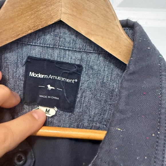 Modern Amusement Charcoal Shirt with Red Plaid Pocket - Picture 2 of 4